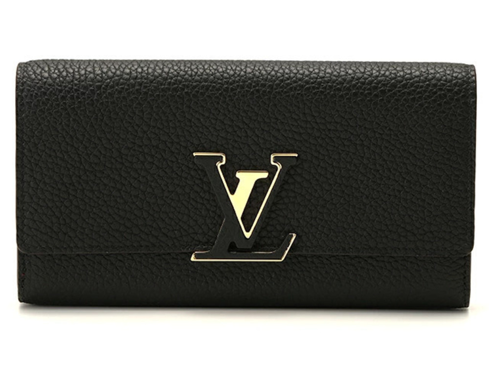LOUIS VUITTON Long Wallet Portefeuille Capucines Taurillon Noir Black